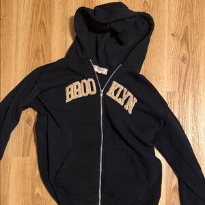 Men's Black Hoodie with Brooklyn Print